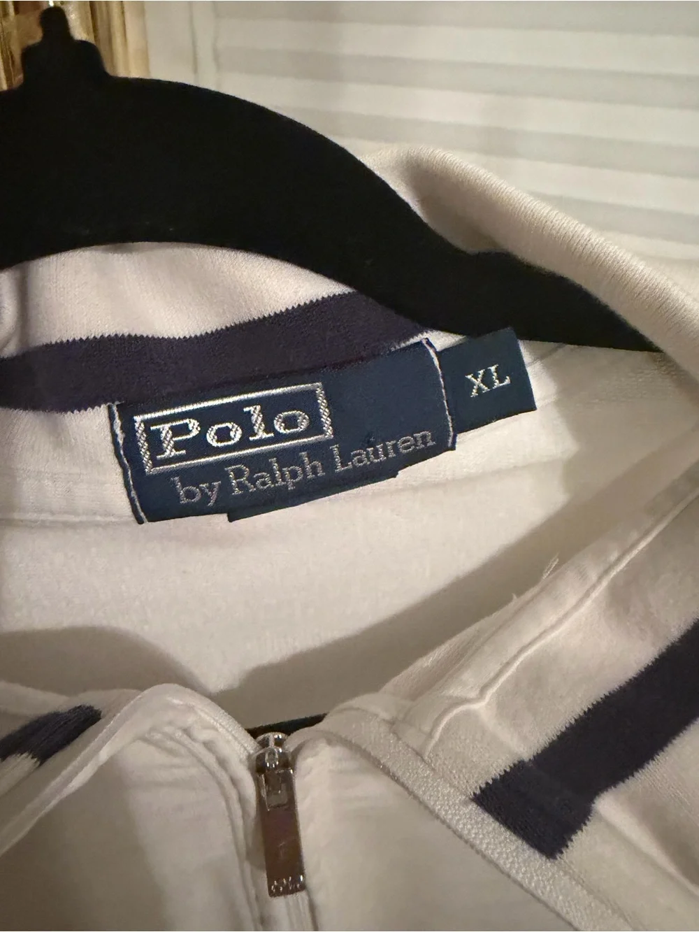 Ralph Lauren Men's White Quarter-Zip Pullover with Navy Pony